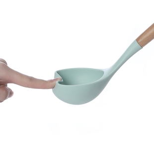 Wooden with Handle木柄硅胶刮勺不粘锅勺 Scraper 跨境Silicone