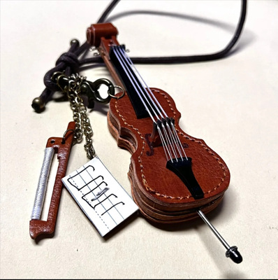 跨境 Leather Violin & Cello Keychain大小提琴包包挂饰件钥匙扣