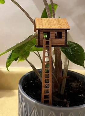 跨境新款 Plant Mini Treehouse 种植迷你树屋木质工艺品花盆配件