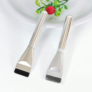 电镀银超薄一字型粉底刷粉底液无痕化妆刷遮瑕刷扁头底妆刷黑粉扑