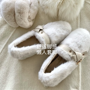 “北海道恋曲”好软好暖外穿毛毛鞋ins高级感加绒豆豆鞋棉鞋女冬