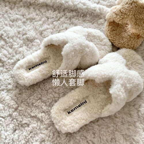 韩版ins休闲百搭毛毛拖鞋女外穿