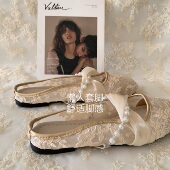 夏国风晚晚包头半拖鞋 蕾丝刺绣仙女风懒人凉鞋 INS新中式 温柔至柔