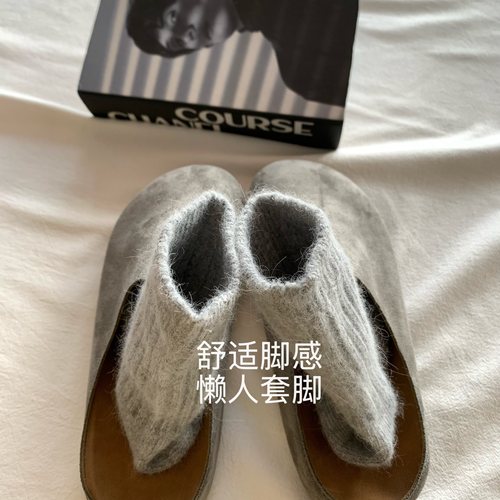 韩国ins秋季复古勃肯包头拖鞋女