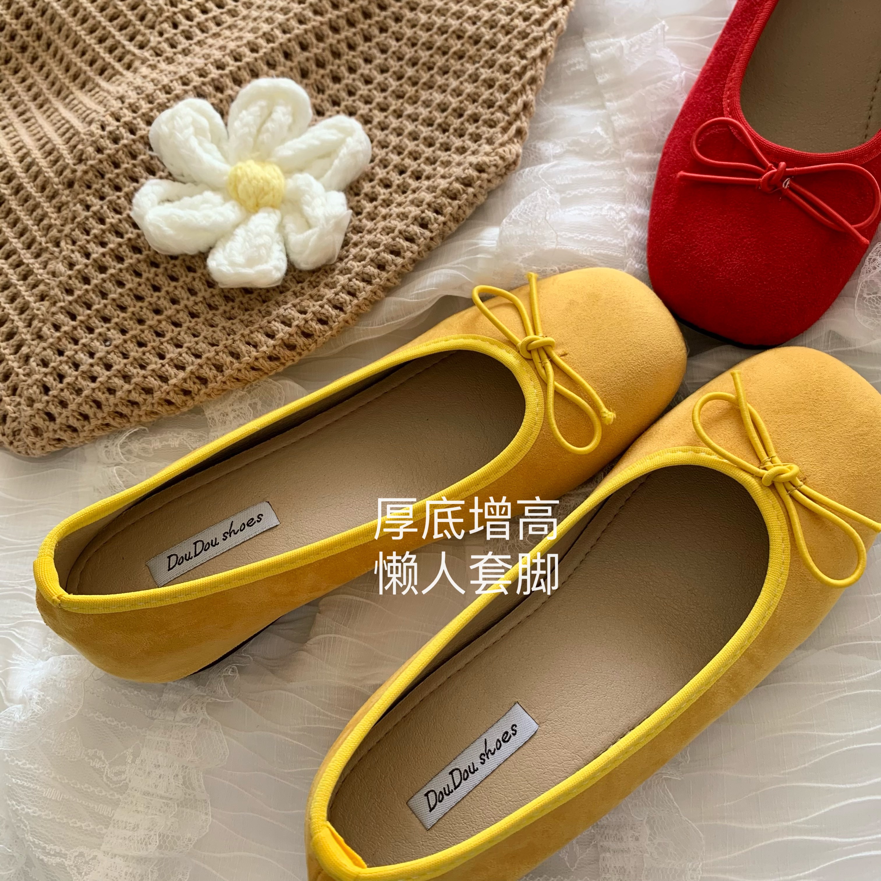 韩版ins女春季内增高蝴蝶结单鞋