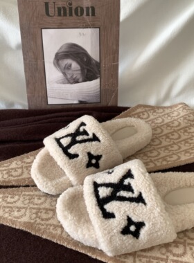 自留力推款！INS高及感毛毛拖鞋女外穿冬新款网红爆款厚底毛毛鞋