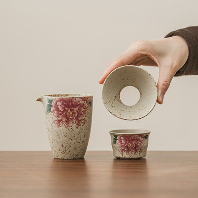 汝窑公道杯茶滤套组陶瓷公杯家用分茶器全瓷一体过滤茶海匀杯套装