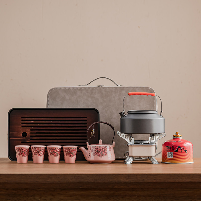 粉釉花团锦簇提梁壶茶盘户外套装便携旅行包款含茶盘提梁壶品茗杯,餐饮具,旅行茶具,淘宝优惠券,粉丝福利购,淘宝优惠卷