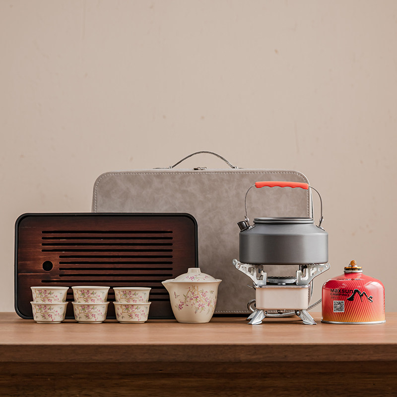 米黄紫藤花快客六杯户外茶具套装配茶盘户外露营家用待客旅行收纳,餐饮具,旅行茶具,淘宝优惠券,粉丝福利购,淘宝优惠卷