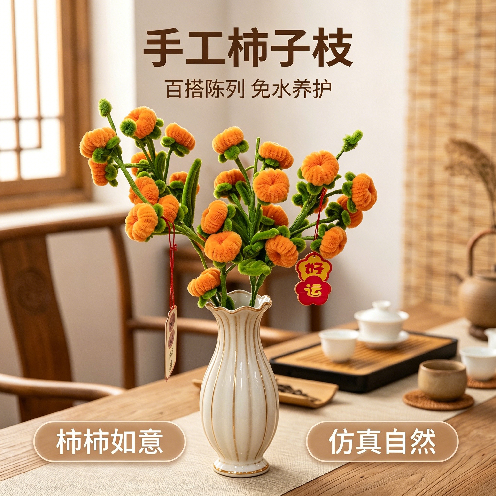 妞妞棒手工柿子手作材料橱窗陈列