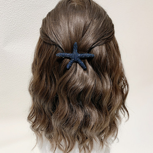 发夹气质满钻海星弹簧复古马尾