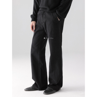 HolyMen 意大利CANDIANI碳黑水洗riri拉链直筒牛仔裤
