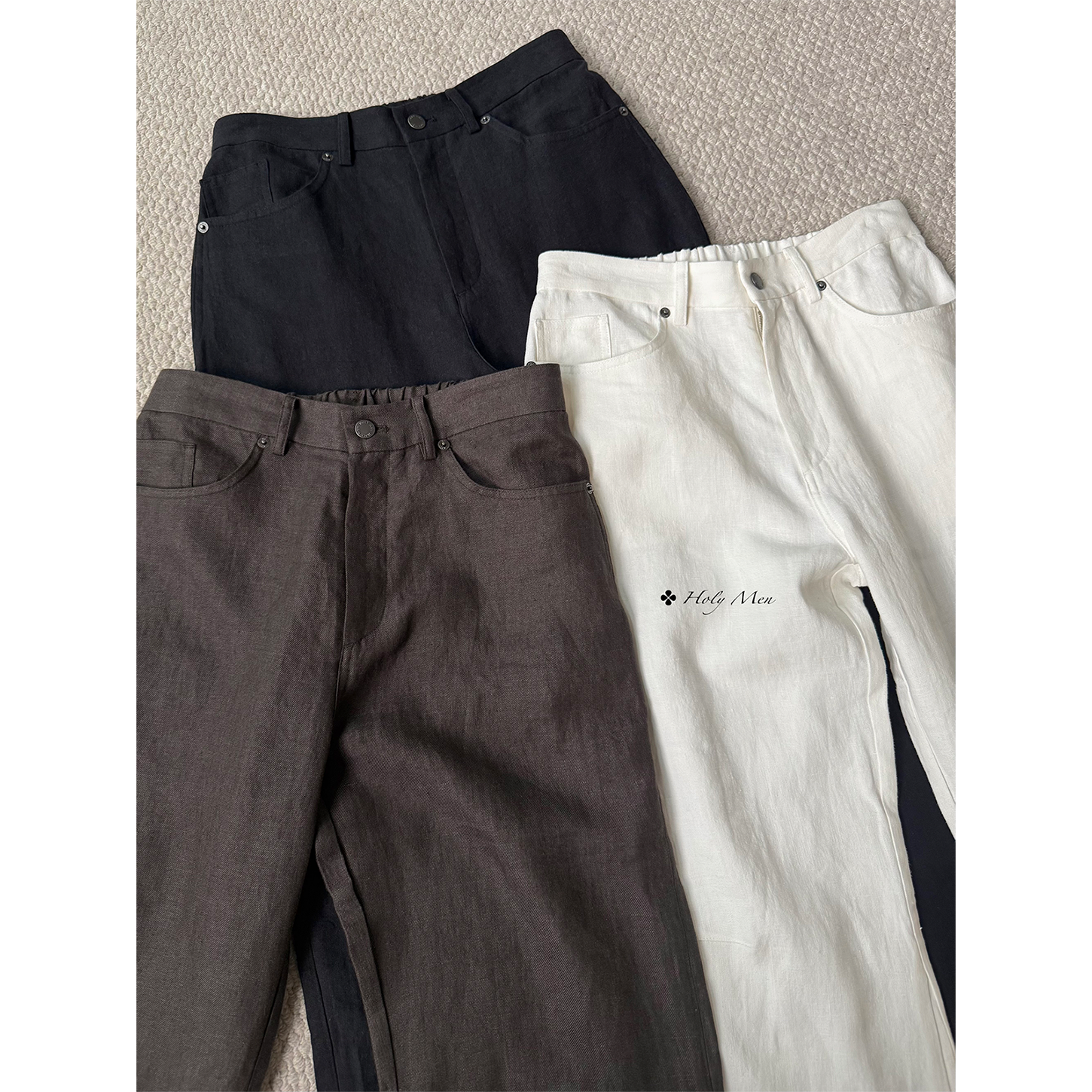 HolyMen汉麻亚麻休闲牛仔长裤
