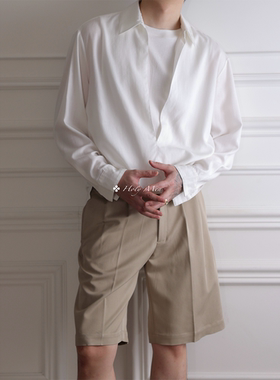 HolyMen | 25SS超薄假两件日本进口铜氨丝亚麻混纺V系列休闲衬衫