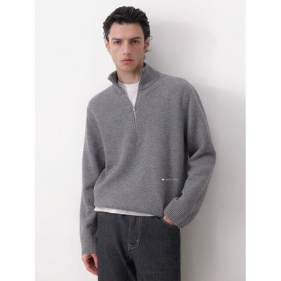 HolyMen美丽奴纯羊毛拉链毛衣