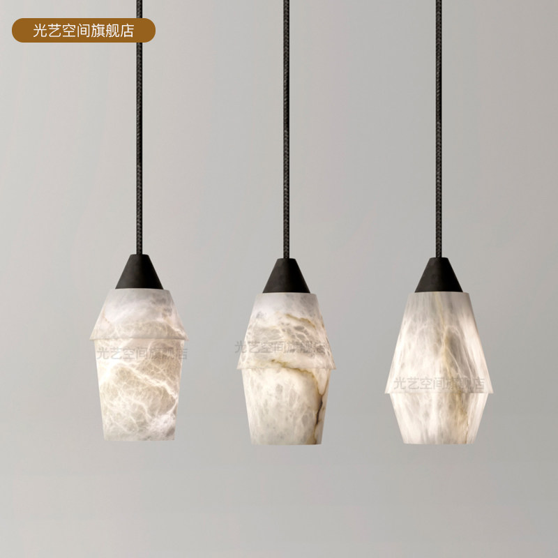 西班牙天然云石吊灯餐厅床头玄关过道茶室吊线灯三头圆形长方形灯
