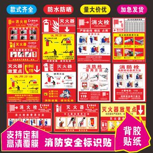 消火栓灭火器使用说明不干胶贴纸消防栓箱消火栓操作方法自粘定制