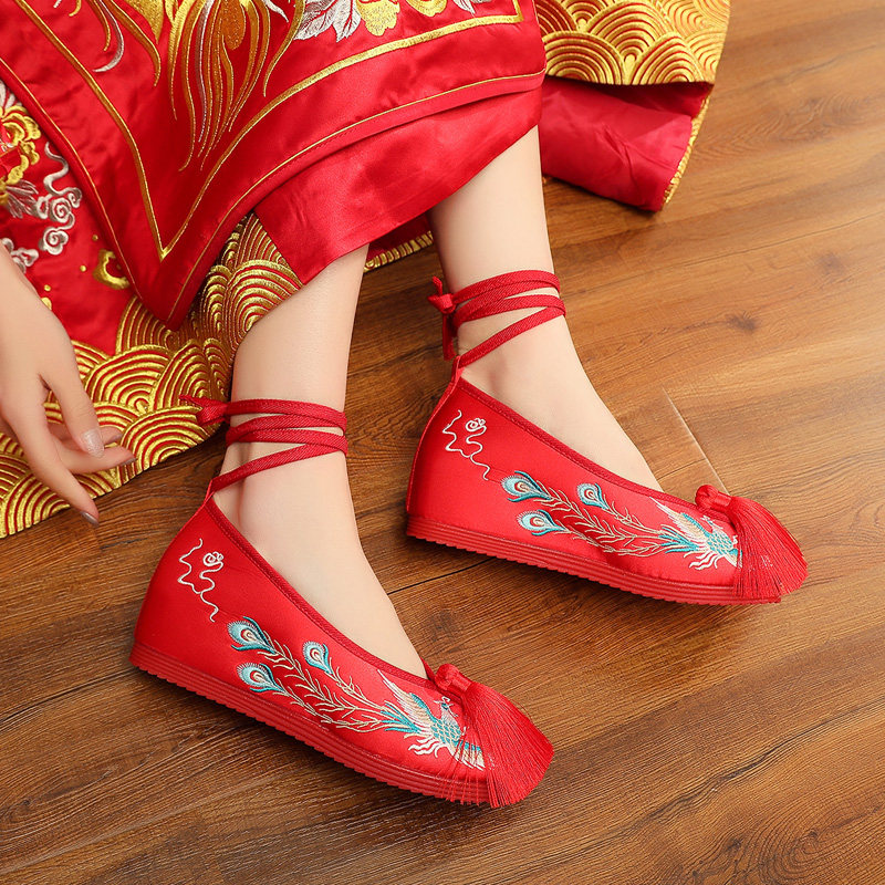 2024新款秀禾鞋红色内增高婚鞋女中式绣花布鞋配秀禾服鞋子新娘鞋,女鞋,婚鞋,淘宝优惠券,粉丝福利购,淘宝优惠卷