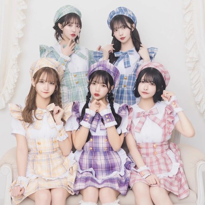 包邮包税 Clearstone×JamsCollection偶像格纹女仆装 地偶打歌服