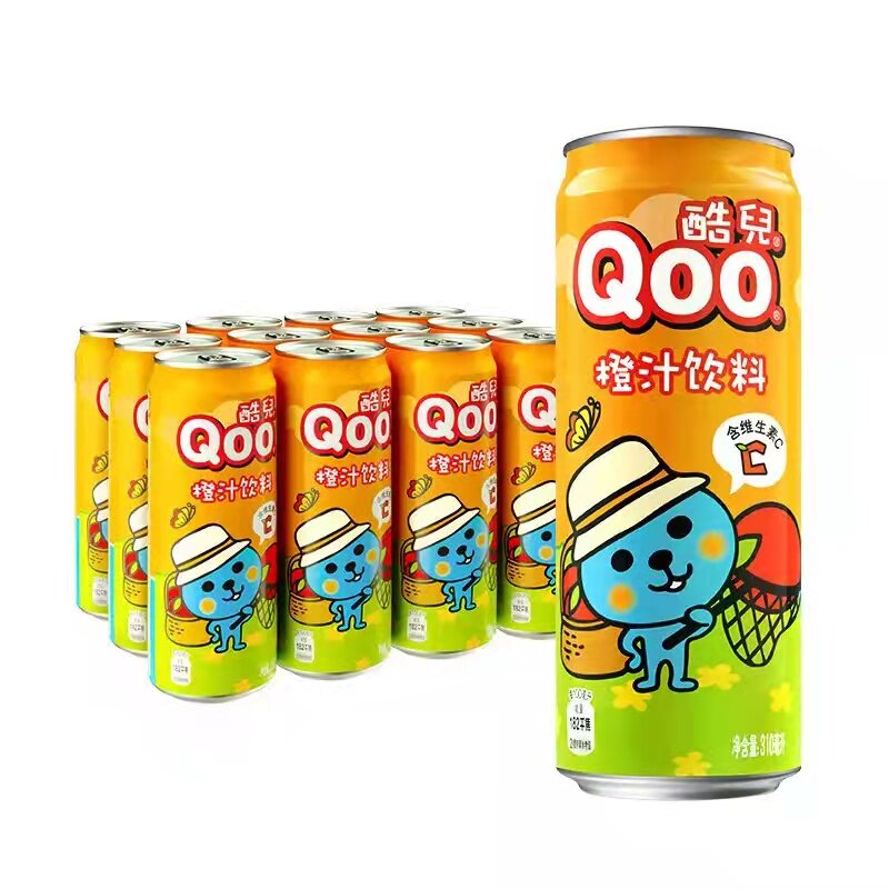 酷儿 美汁源酷儿橙汁汽水310ml罐橙汁果汁夏季果味饮料可口可乐