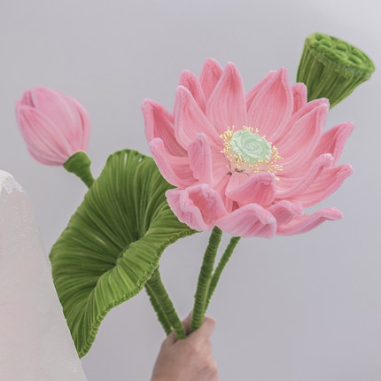 扭扭棒巨型荷花束DIY手工材料包生日礼物仿绒花新中式氛围创意花