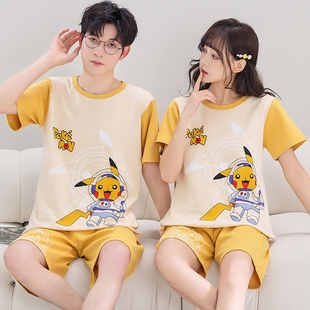 套装 2026新款 短裤 纯棉短袖 男女士可外穿夏天家居服 潮情侣睡衣夏季