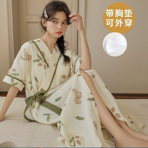 自带胸垫一体睡裙女夏季日式