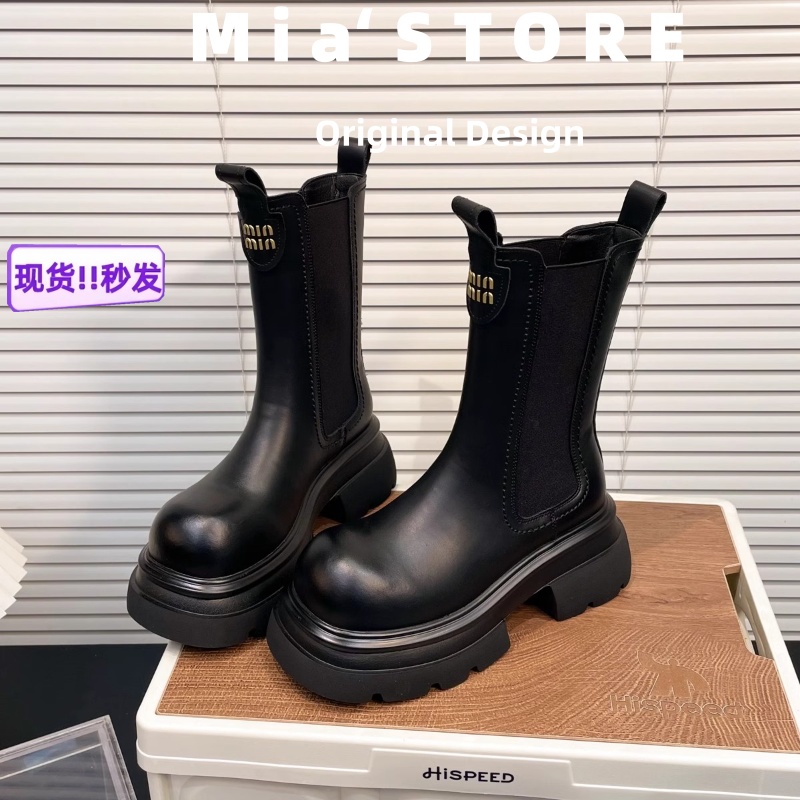 真皮厚底增高新款显瘦百搭中筒