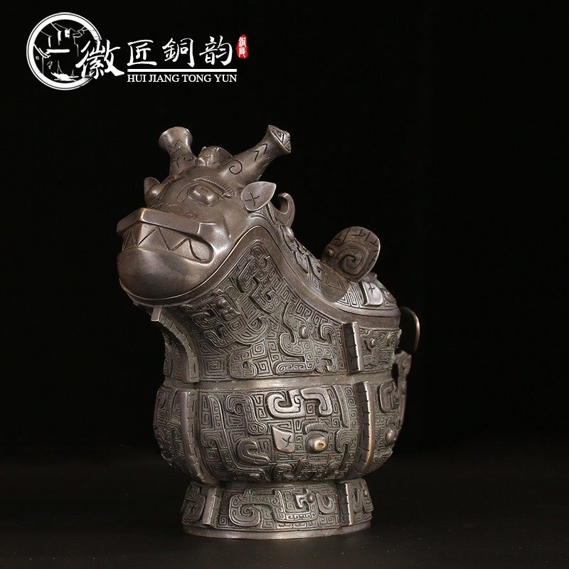 徽匠铜韵纯铜兽面纹觥青铜器