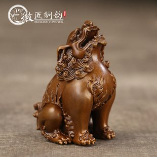 徽匠铜韵 黄铜望天吼 貔貅朝天吼 招财办公室客厅家居装饰品