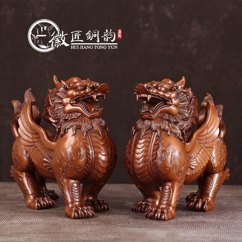 紫铜貔貅摆件一对纯铜桌面礼品