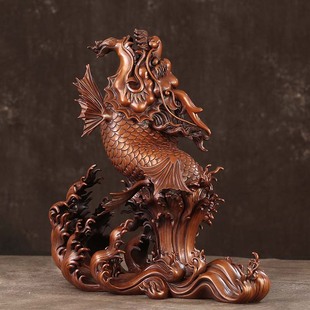徽匠铜韵 紫铜龙鱼出海龙头鱼摆件客厅室内家居装饰礼品