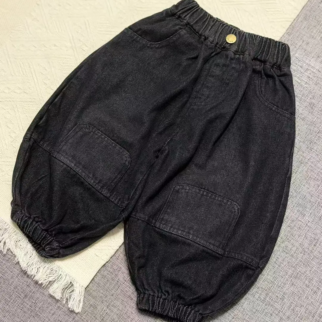 秋季韩版中小童宽松牛仔束脚裤