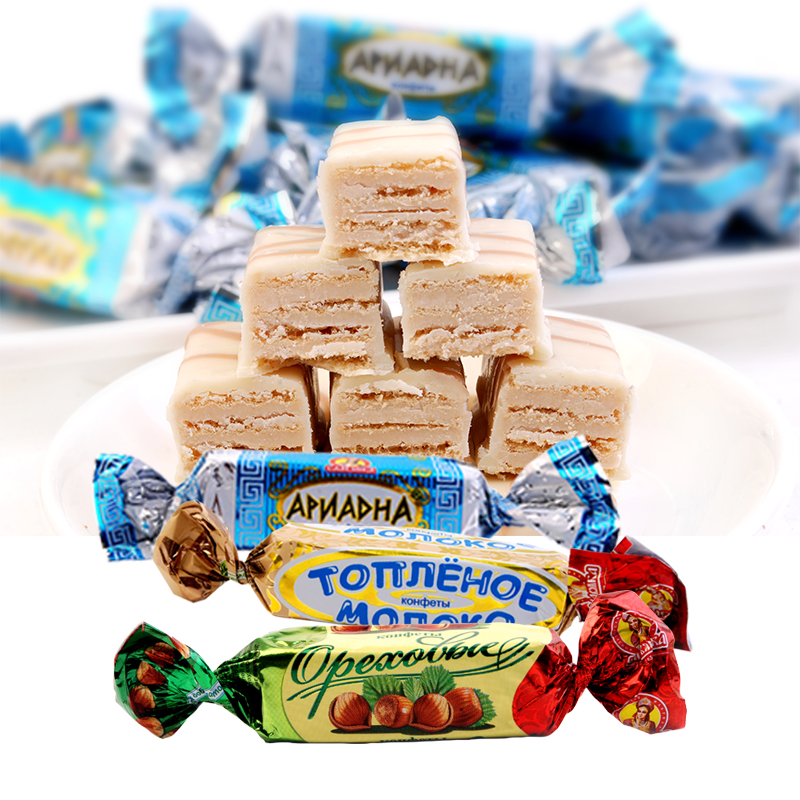 包邮酸奶威化巧克力夹心威化糖果原装进口俄罗斯零食品喜糖礼物