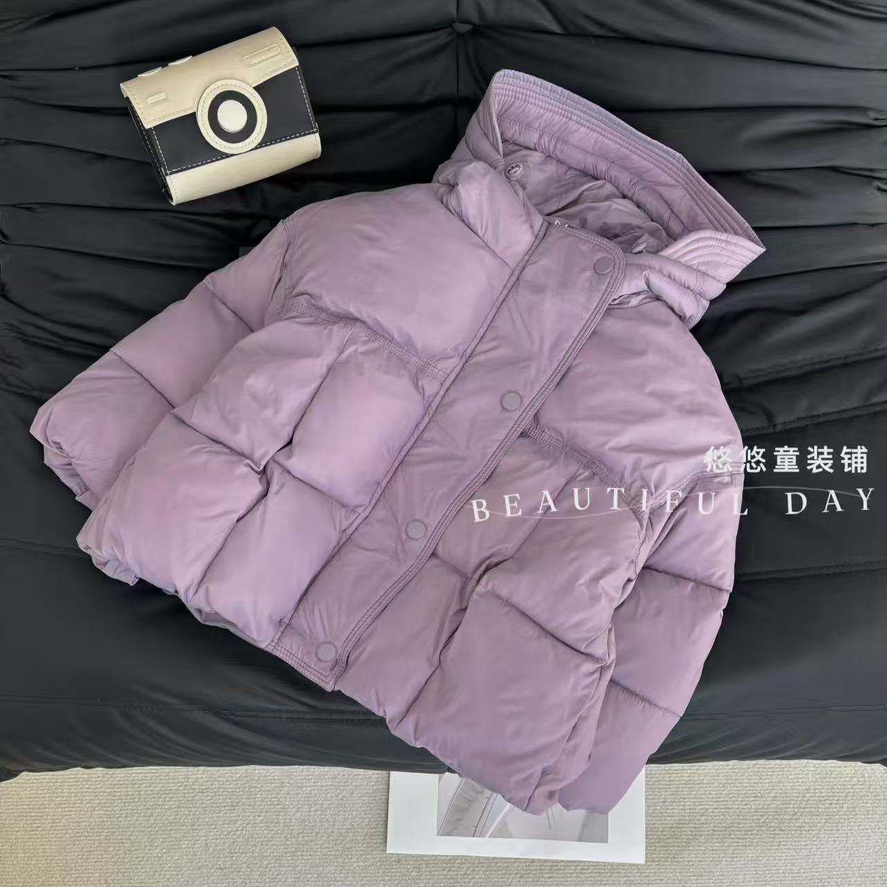 韩系女童泡芙面包服亲子冬季加厚保暖连帽棉服外套宽松短款