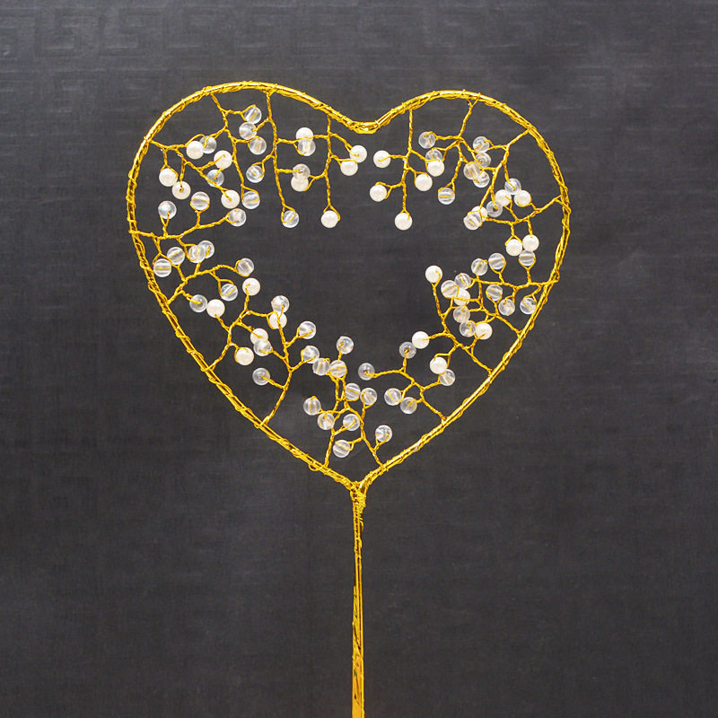 烘焙蛋糕装饰手工爱心水晶珍珠心型仙女棒生日派对甜品台情景插件