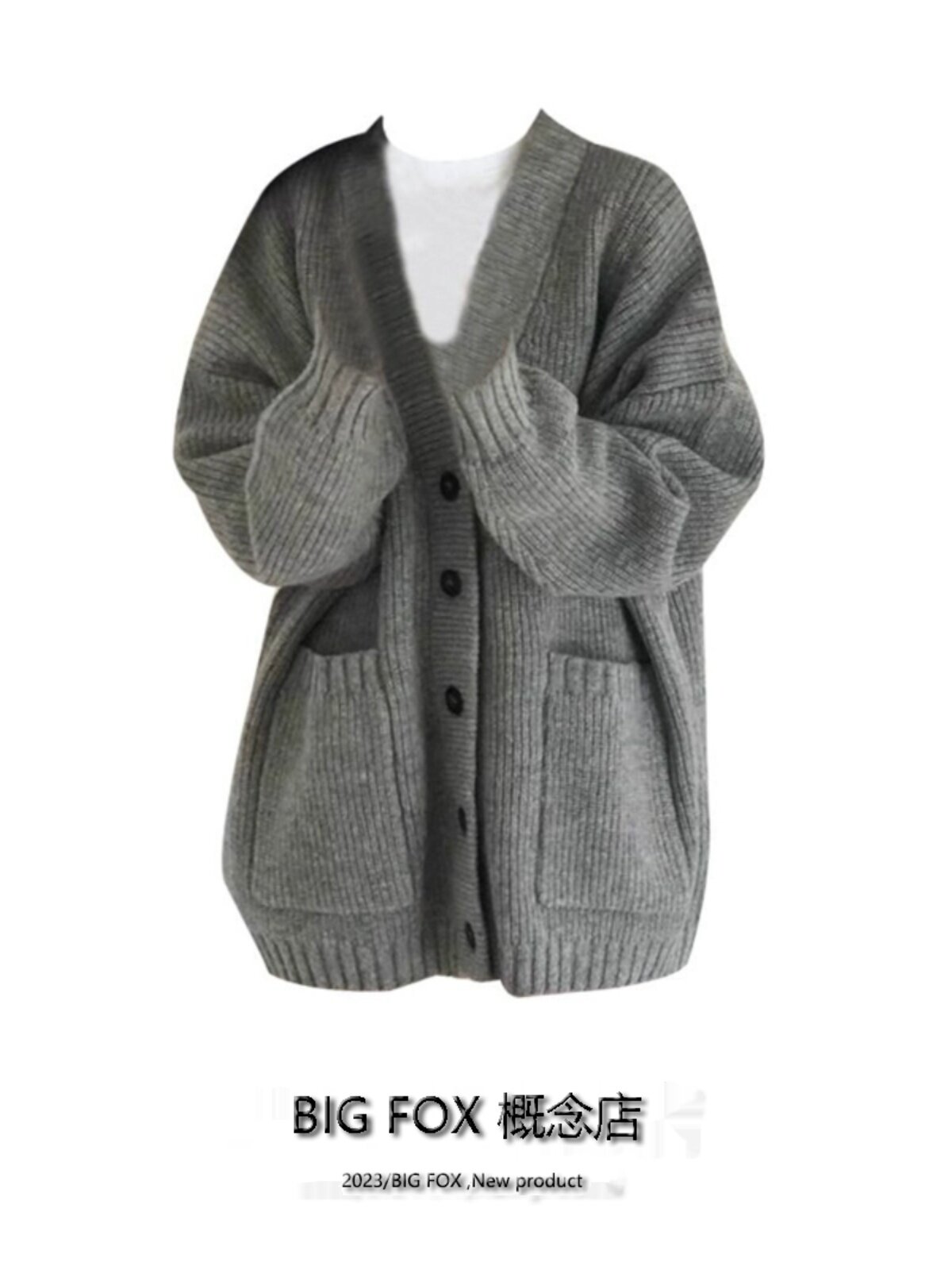 BIG FOX 가을 여성을 위한 중간 길이의 부드럽고 게으른 스웨터 재킷 새로운 고급 루즈한 니트 가디건