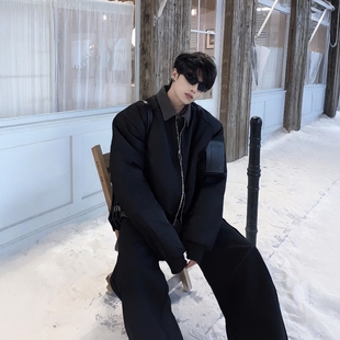 黑沧社/轻奢假两件拼接cleanfit军版棉服外套男冬季夹棉飞行夹克