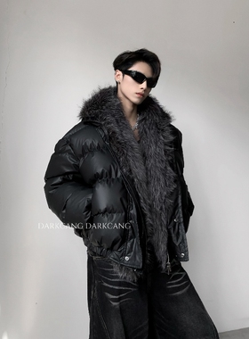 黑沧社/轻奢高级感cleanfit黑色座山雕棉服外套男冬季夹棉保暖潮