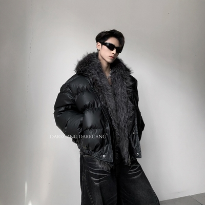 黑沧社/轻奢高级感cleanfit黑色座山雕棉服外套男冬季夹棉保暖潮