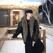 黑沧社 小众设计感双面穿cleanfit座山雕外套男冬季 皮草貂毛大衣