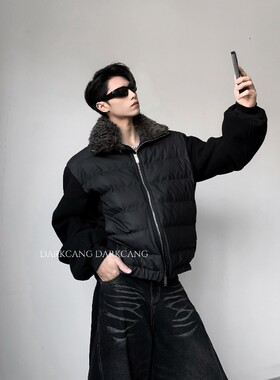 黑沧社/轻奢90白鸭绒cleanfit羽绒服外套男冬季保暖拼皮毛领棉服