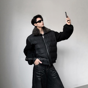 黑沧社/轻奢90白鸭绒cleanfit羽绒服外套男冬季保暖拼皮毛领棉服