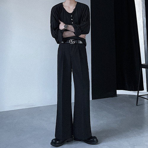 01H/小众垂感痞帅微喇叭西裤男