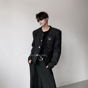 黑沧社/轻奢小香风设计感短款垫肩外套男高级贵气感cleanfit夹克