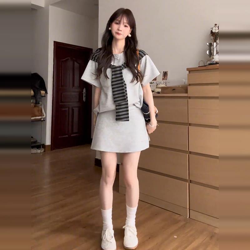韩系穿搭院风连子女裙夏季2025新款小个子高级感C3B52330卫衣学衣
