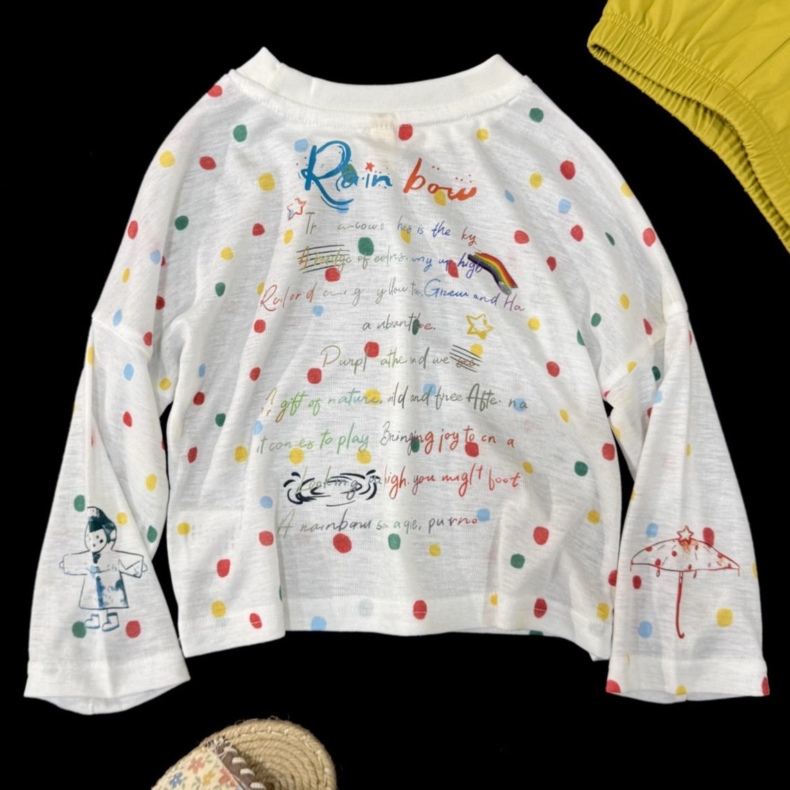 女童薄款长袖T恤2025夏季新款多巴胺彩色波点圆领上衣凉感防罩衫