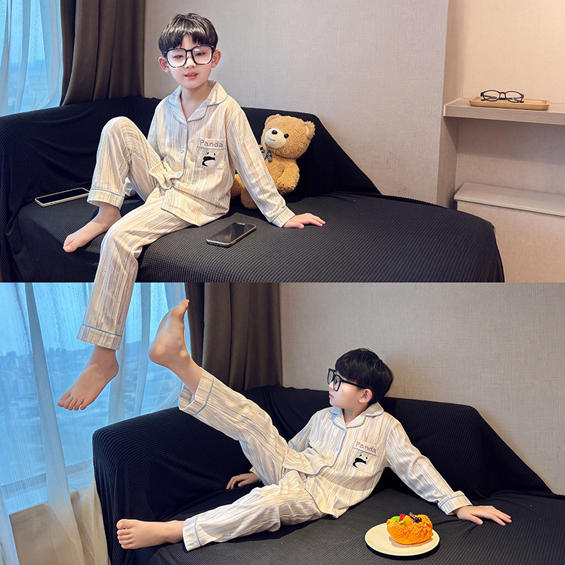 男孩云朵棉春秋季高中卡通图案休息服冬天少年男童空调服儿童睡衣