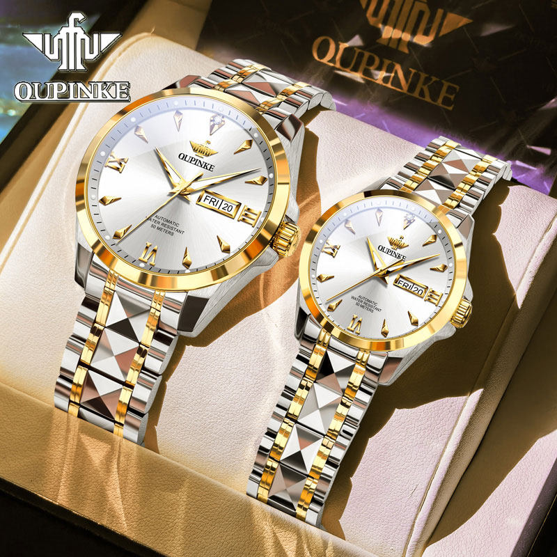 瑞士认证正品牌含真钻进口芯情侣手表一对全自动机械男女腕表十大