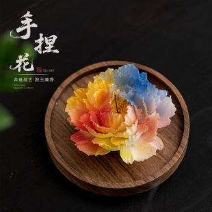 闽瓷陶艺云裳染虹手捏花非遗文创瓷花陶瓷工艺品摆件插香座扩香器